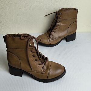 Sugar Klondike Tan Lace-Up Combat Boots Women's Size 7.5M Casual